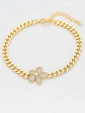 Flower Bracelet | 14k Gold Plated with Real Zirconia | Luxury Jewelry